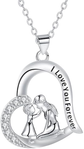 Yinsen Collar Colgante Madre Hija Plata de Ley 925 Mujer Corazón Cadena Joyas Regalos de Cumpleaños para Mamá,Regalo del día de la Madre