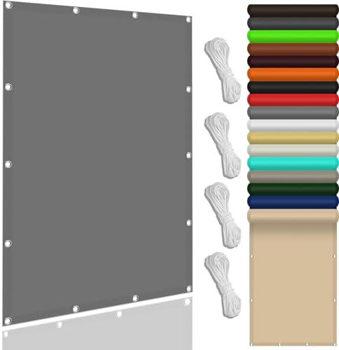 Toldo Vela de Sombra 310 x 450 cm Resistente Al Vientoy Al Agua Protección Solar Rectangular, Tela de Sombra con Ojales y Cuerdas de Fijación para Patio, Gris Claro