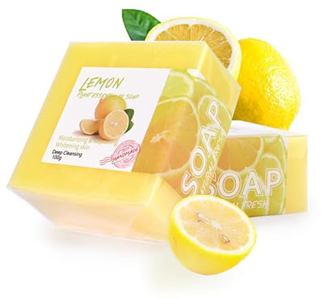 Zitrone Feste Seife, 2 Pcs Handgemacht Naturseife Stück Seife Für Haut Haare Körper Gesicht, Lemon Duschseife Handseife Für Männer Frauen, Natürlich Biologisch, Feuchtigkeitsspendend & Tiefenreinigend