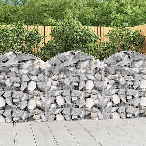 HaoChrymec Gavión con Arco Alto 100x30x100/120 cm, Hierro Galvanizado, Muro de Contención de Piedra, Cesta Muro Gaviones, Pared Piedras Malla Metálica, Jardín, Patio