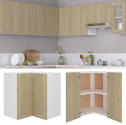 Swpsd Hanging Corner Cabinet Lyon Sonoma Oak 57x57x60 cm Engineered Wood Corner cabinet Model806393