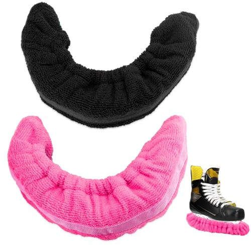 Udbrud Kufenschoner für Schlittschuhe, 2 Paar Schlittschuh-Überzüge weicher Plüsch Eishockey Elastische Kufenstrümpfe für Hockeyschlittschuhe, Eiskunstlauf, Schlittschuhe Männer Frauen,L (Schwarz+Rot)