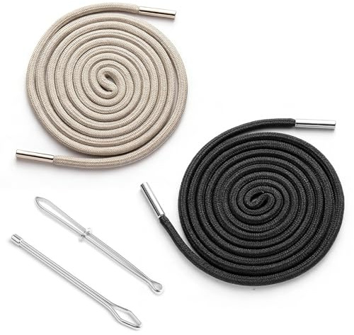 BLPRKOT 4 Pezzi Corda di Ricambio in Cotone,4 PCS Cordoncino per Pantaloni 2 PCS Infila Coulisse Cordino di Ricambio per Felpa con Cappuccio per Pantaloni della Tuta Pantaloncini