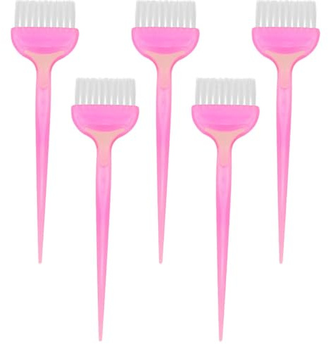 Generic Set 5pezzi Spazzola per Tintura Chioma in Abs Rosa, Facile da Pulire, per Uso Domestico e Saloni Professionali