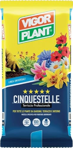 Terriccio Professionale CINQUESTELLE 40L | Substrato Universale per Piante da Giardino | Terrazzo e Interno | Ricco di Nutrienti | Soffice e Drenante | Ideale per Fiori | Ortaggi e Piante Verdi