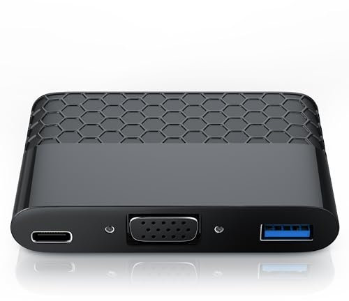 CSL - USB Typ C Adapter auf VGA + USB 3.0 Typ A + Typ C Ladeport - Multifunktions Adapter - Full HD 1920x1080-5 Gbit/s - Thunderbolt 3 - kompatibel mit Apple MacBook Air Pro Mac mini iMac Pro