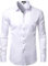 PARKLEES Men's Slim Fit Formal Long Sleeve Casual Business Party Dress Shirts with Chest Pocket White L