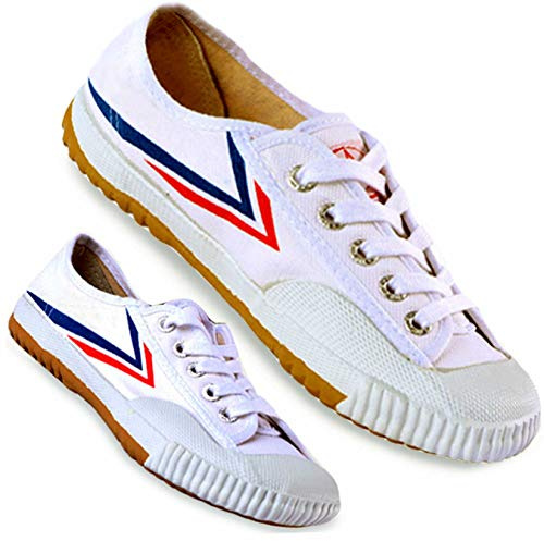 Kung Fu Arti Marziali Parkour Scarpe,Scarpe da ginnastica con suola in gomma, bianco, 35(Child 4)
