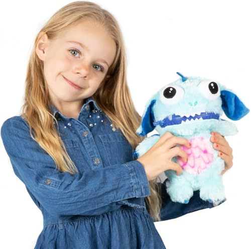 Worry Yummy Monster Peluche pour enfants – 28 cm – Compagnon anti-anxiété, stress et réduction de la peur du sommeil – Bleu « Marvin »