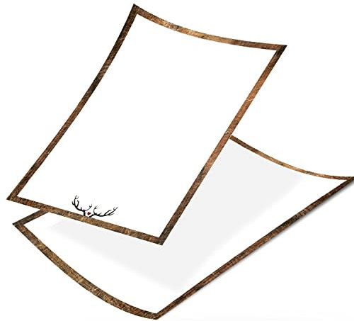 Logbuch-Verlag weihnachtliches Briefpapier rustikal weißes Papier 25 Blätter A4 Hirsch Geweih Motivpapier für Restaurant Hütte beidseitig bedruckt