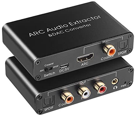 Jufjsfy Audio Extraktor 192KHz Konverter ARC Audio Extraktor UnterstüTzt Digitales -Kompatibles Audio zu Analogem Stereo Audio
