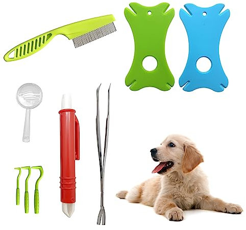 HENGBIRD Zeckenkarte mit Lupe,Zeckenzange 10 In 1 Set Mit Etui,Zeckenhebel Zeckenzange Pinzette Zeckenhaken,Zeckenzange für Menschen Kinder Katzen Hunde,Zeckenentferner Tick(mit Aufbewahrungsbox)
