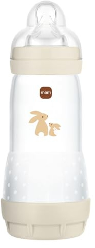 MAM | Biberon Easy Start Anti-Colique 4+ mois débit rapide (320 ml) Sable – Biberon pour réduire les coliques et l'inconfort de bébé – Biberon bébé compatible avec l'allaitement maternel
