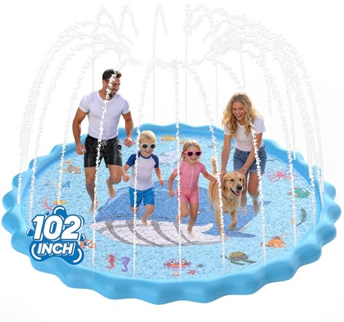 BerrysParadise 102 Splash Pad, Sprinkler & Splash Play Mat Toys for Kids Water Toys, Inflatable Wading Pool Extra Large Thicker Summer Outdoor Funny Toys for 3-12 Years Old Children Boys & Girls