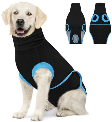CITÉTOILE Hundbody efter oper, kropp hund efter kastration hund hane, anti-sårläckage kostym hund, andningsaktiv sårskyddsdräkt hund katt, E-halsband alternativ för husdjur, svart, S