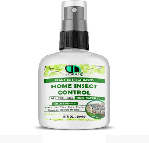 DD Teck 100% Natural Home Insect Control Repellent Spray for Fleas, Gnats, Moth, Spider Roaches, Fruit Flies, Preventative Barrier, Indoor and Outdoor Use (30ml Spray)