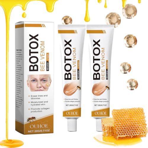 Bee Venom Crema Para Eliminar Arrugas Con Veneno De Abeja 2Pcs Crema Reafirmante Antiarrugas Con Veneno De Abeja Humectante Antiarrugas Para La Cara y El Cuello Todos Los Tipos De Piel