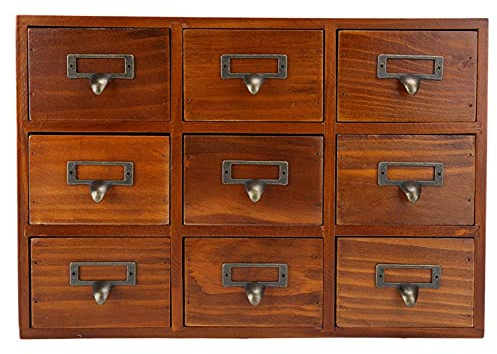 Zenithaur Antique Drawer Storage Box med multilagsdesign, Vintage Trädisk arrangör för smycken och små föremål, Ottimo för hem eller kontor - bakad färg)