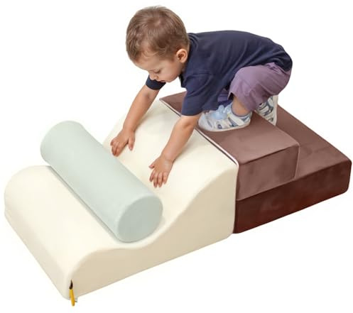 BanaSuper Parcours Motricité Bébé, Jeu de Motricité Enfant, Blocs Mousse Éducatifs avec Velcro, Jeu d'Intérieur pour Maison Crèche, Structure d'escalade Antidérapante, Design Lavable, 3 Pièces