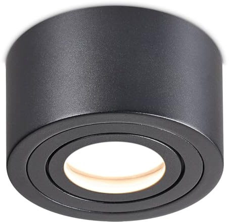 lambado LED Aufbauleuchte für Feuchtraum/Deckenstrahler inkl. 230V 5W Spots dimmbar - Wasserschutz für Bad & Außen - Aufbaustrahler IP44 in Schwarz
