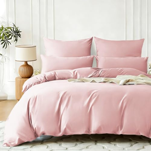 Gezu - Funda nórdica de 240 x 260 cm, satén de algodón, 100% algodón, seda sedosa, brillante, juego de cama de 60 hilos de algodón, de fibra larga, ropa de cama con cremallera y 2 fundas de almohada