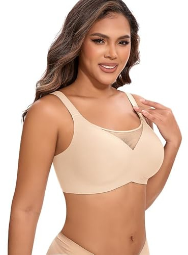 Cavotor Wireless Bras for Women Seamless Soft Comfort Bralettes with Bra Extender (322-Beige,M)