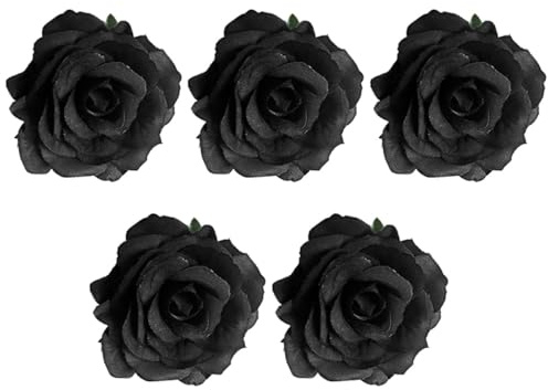 OSALADI Broche Rose Artificielle Noire Lot de 5 Pièces Pince à Cheveux Funéraire en Tissu Accessoire Décoratif pour Cérémonies et Tenues de Deuil
