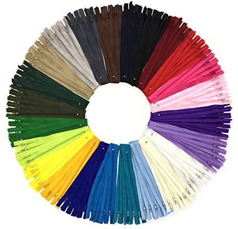 DOITEM 120pcs 20cm/8 Inch Multicolor Nylon Coil Zippers for Sewing and Crafts 24 Colors