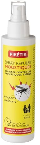 PIKETIK - Spray anti moustique - Efficacité 7h - Format famillial dès 30 mois - Répulsif Moustique Actif d'origine naturelle - Eucalyptus citronné - Fabriqué en France - sans DEET - 150ml