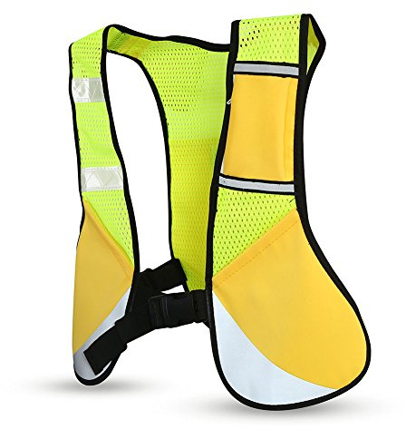 Gilet réfléchissant de Nuit, Gilet de Course à vélo Multifonction Veste de randonnée avec Sac de Rangement élastique pour Le Cyclisme de Course de Nuit Marathon(20 * 12 * 6cm-Jaune)