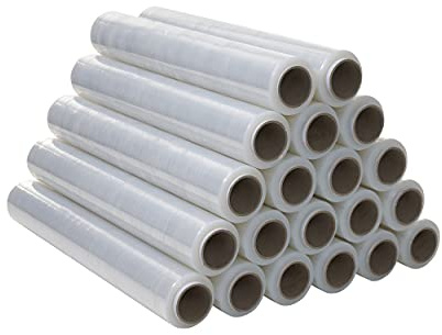 OFITURIA Film Transparent pour Emballage Rouleau en plastique transparent pour emballage industriel de 0,5 x 200 m - Rouleau de papier pour film étirable manuel et élastique, 18 unité