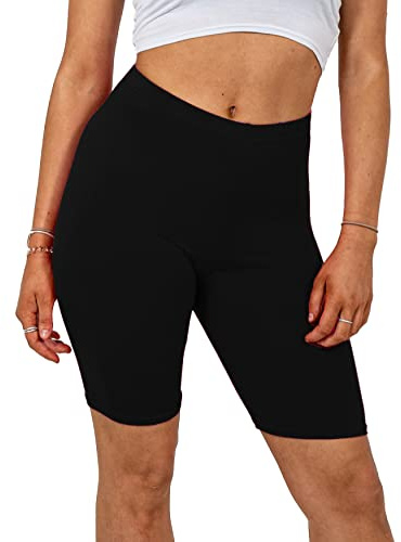 Missloved Ladies Womens Cycling Dancing Gym 1/2 Leggings Active Casual Shorts (Black, 20-22)