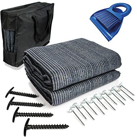 Mr Nomad Tapis Auvent Caravane 300 g/m² – Tapis de Camping Extérieur Respirant avec 4 Piquets en T, 12 Sardines en Acier et Sac