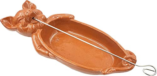 CERDO CERDITO ASADOR BARRO 31 X 13 CMS - CON PINCHO INOX - BARRO ESMALTADO CALIDAD