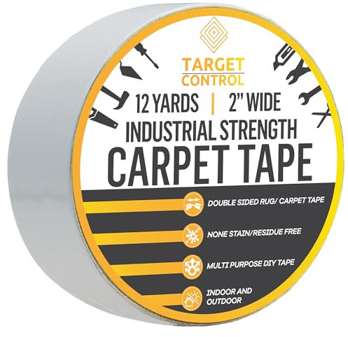 Target Control - 36ft / 2 - EXTRA WIDE Carpet Tape Double Sided Heavy Duty, Carpet Tape For Rugs on Top of Carpet, Rug Tape For Laminate Flooring, Stop Rugs Moving on Carpet