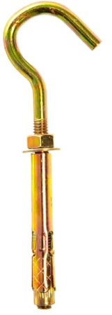 Tasselli a Espansione Con Gancio 8 pezzi in Acciaio Zincato M6 Lunghezza 11 cm Completo di dado e Rondella Idoneo Per Esterno e Interno Muro Laterizio e Cemento.