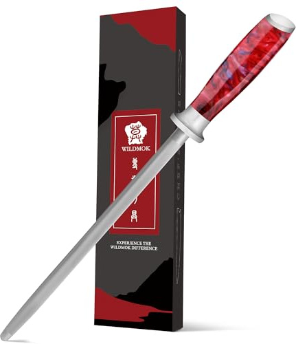 WILDMOK Asta per affilare coltelli professionale 9 - Acciaino per affilare coltelli in acciaio inossidabile tedesco ad alto tenore di carbonio rivestito in cromo
