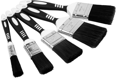 ASAB 5PC Paint Brush Set with No Bristle Loss Premium Wall Paint Brush Set for Decorating Smooth Finish with Emulsion Gloss Satin Paint Brush for Painting Varnishing Walls Ceilings Assorted Sizes Pack