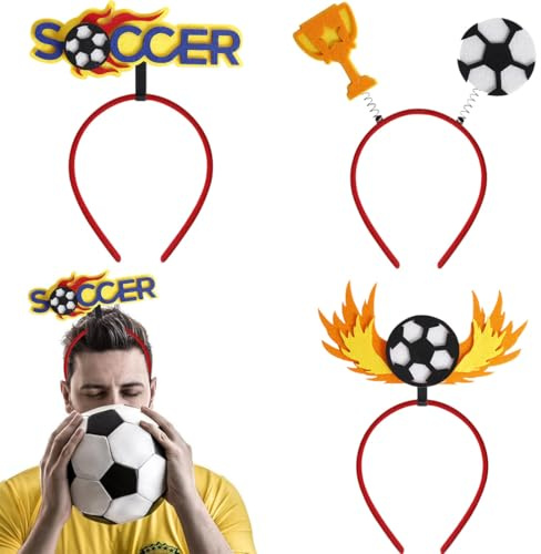 KOQAIIZ Diademas para Fans, 3 Piezas Fútbol Diademas para Fiestas Diadema Fiesta Fútbol Diadema de Aficionado al Fútbol Elegante Atrezzo de Competición Deportiva para Aficionados al Fútbol