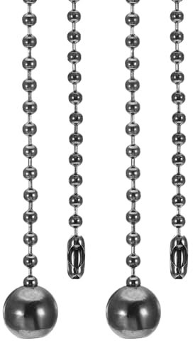 PATIKIL 1M 3.3ft Catena Tiro Ventilatore Soffitto, 2pz Pendenti Sfera Estensore Corda Perline per Interruttore Tiro Ventilatore Luce Lampadario Tavolo, Nero