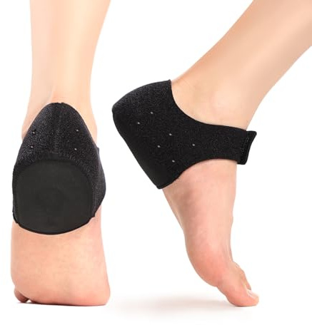 Plantar Fasciitis Heel Cup Protectors - Promifun Heel Cups for Heel Spur,Achilles Tendinitis,Cracked Heels,Heel Pain Relief Products - Gel Heel Cushion Pads,Black,Large(W 9.5-13 / M 8.5-14)