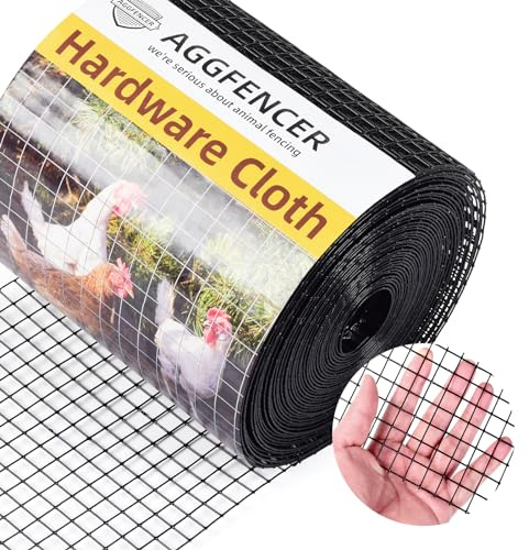 AggFencer 8in x 25ft Black Hardware Cloth 1/2 inch 19Ga PVC Coated Mesh