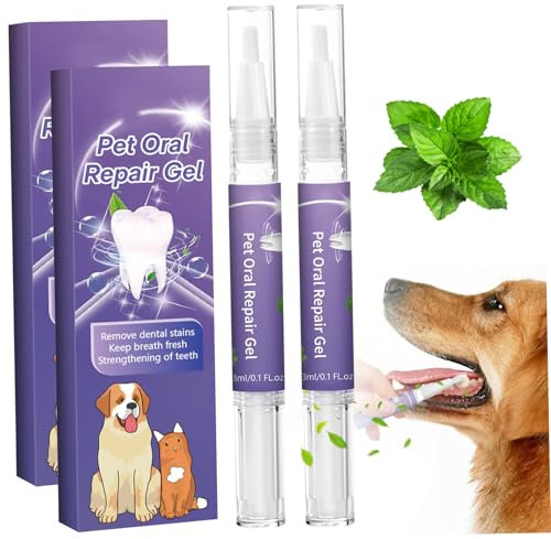 2 Stücke Pet Oral Repair Gel 20g Pet Oral Repair Gel für Hunde Katzen Pet Mint Atemerfrischer Zahnstift Entfernen Zahnstein Haustier Zahnpasta für Hunde und Katzen