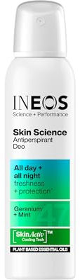 INEOS Skin Science - Unbeatable Protection Against Odour + Sweat. All Day + All Night. Aerosol Antiperspirant Deodorant Geranium + Mint - Plant Based Essential Oils 200ml