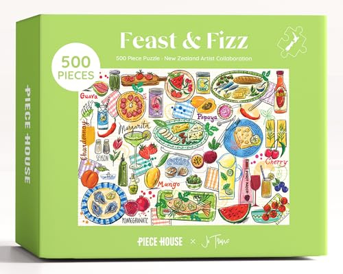 PieceHouse Jigsaw Puzzle for Adults 500 Pieces | Food, Drink and Connection | Artist Jo Tronc | Premium Quality, Vibrant and Unique Design | Relaxing & Challenging Puzzle Experience