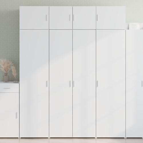 HaoChrymec Credenza Alta, Armadio a Muro con 2 Ante e Ripiani in Legno Composito, Design Moderno, Ampia Capacità, Legno Multistrato, Mobile Bianco per Soggiorno Camera Corridoio, 80 x 42.5 x 185 cm
