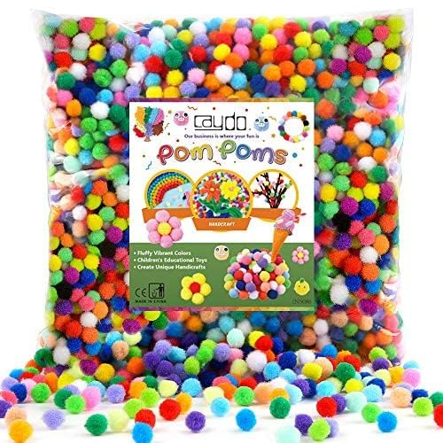 Caydo 3000 Pieces 1 cm Pom Poms for Crafts, 20 Colors Small Fuzzy Pompoms Ball for Kids Creative Arts Crafts Projects Making and Home Decorations