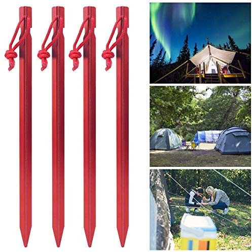 KIMISS Estacas Ultraligeras para Tienda de Campaña - 4 Piezas de Aleación de Aluminio de 23 Cm para Exteriores, Alargadas para Tienda de Campaña, Estacas para Clavos de Tierra - Accesorios para (#1)