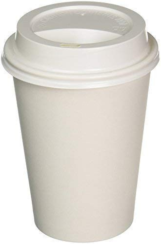 We Can Source It Ltd - White Paper Coffee Cups 12oz with Sip Lids – Strong Single Wall Cups for Hot Drinks, Tea & Coffee on The Go – Ideal for Cafes, and Events – Smooth Plain Design - Pack of 100