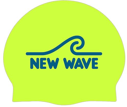 New Wave Swim Buoy Silikon Schwimmkappe Badekappen Silicone Swim Cap (Fluo Grün) (Fluo Grun)
